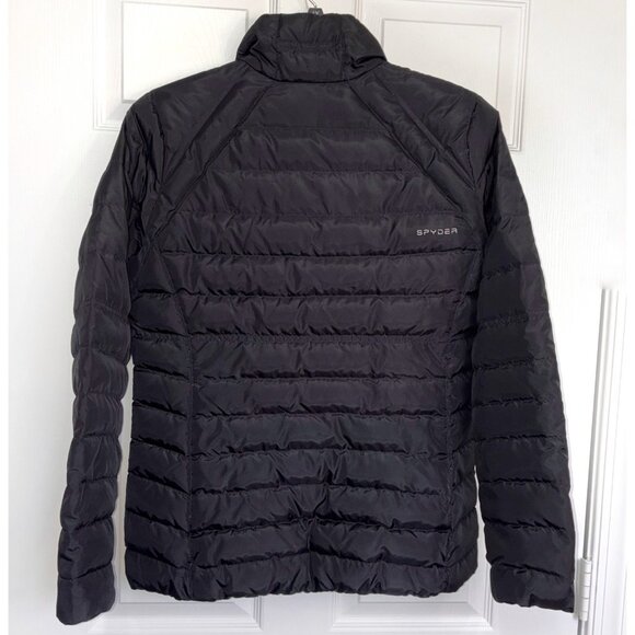 Spyder Prymo Down Filled Puffer Jacket Womens Large Black Zip Front Zip Pockets - Picture 3 of 12